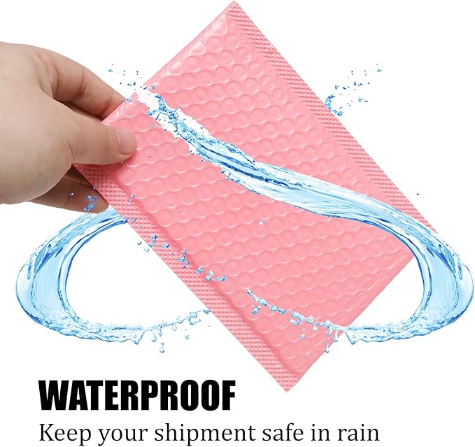 10 Pcs 5x7 Inch Self Seal Adhesive Poly Bubble Mailers Pink Waterproof Shipping Bags for Mailing Packaging