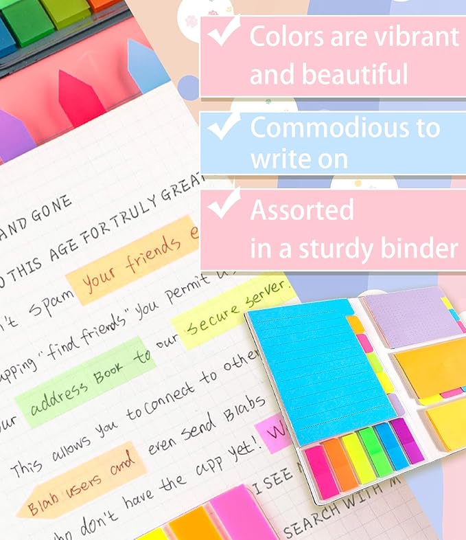 Sticky Notes Set Tabs, 410 Pack, Divider Sticky Notes Office Supplies, Planner Sticky Notes, Sticky Note Dividers Tabs Back to School Supplies