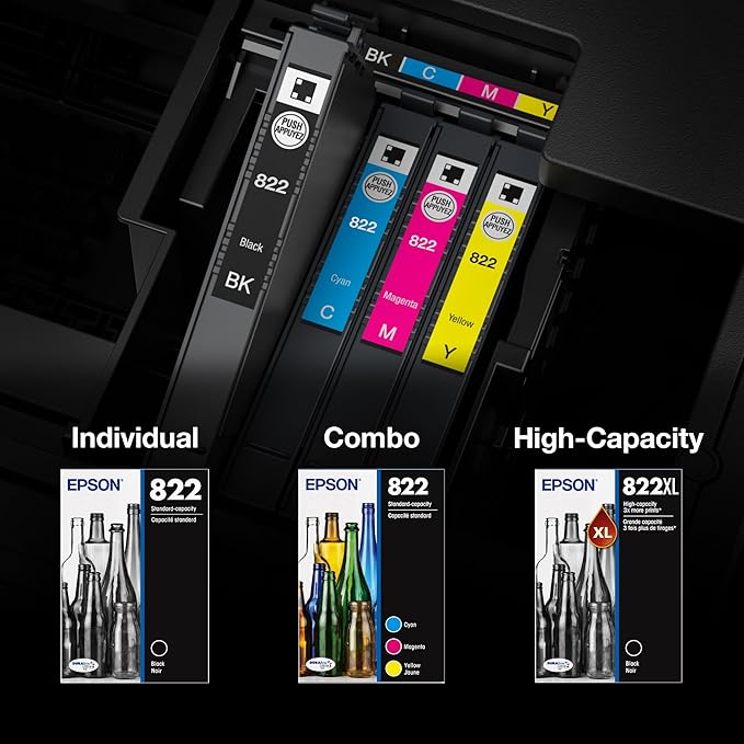 EPSON 822 DURABrite Ultra Ink High Capacity Black Cartridge (T822XL120-S) Works with WorkForce Pro WF-3820,3823, 4820, 4830, 4833, 4834