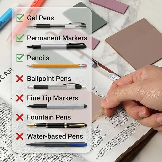 Mr. Pen- Transparent Sticky Notes Set, 200 Sheets | Transparent Sticky Notes and Planner Tabs with Black Fineliner Pen for Bible Study, Office, School, Planning