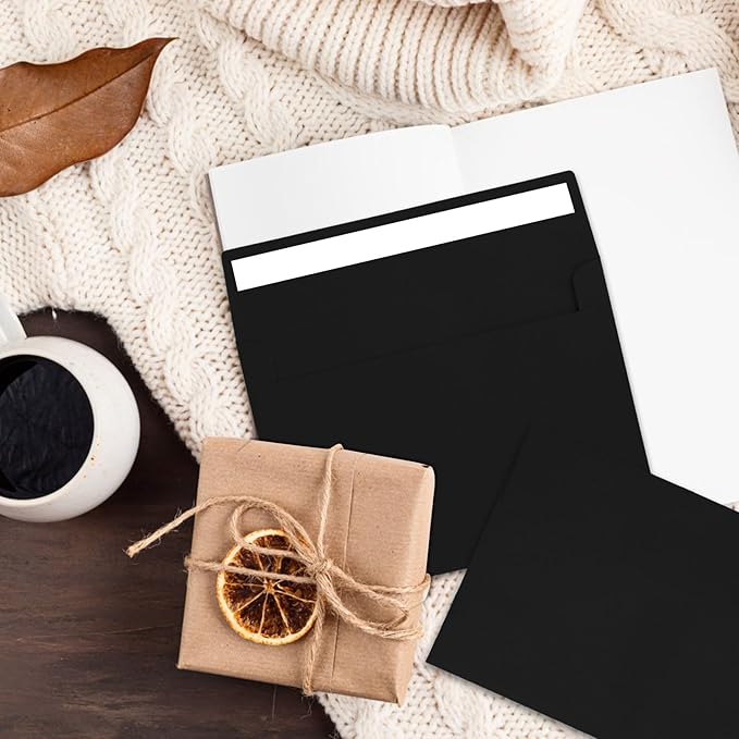 50pcs packed black Envelopes,A4Envelopes, printable invitation envelopes,4x6 envelopes, suitable for weddings, invitations, photos, postcards, greeting cards, mailings