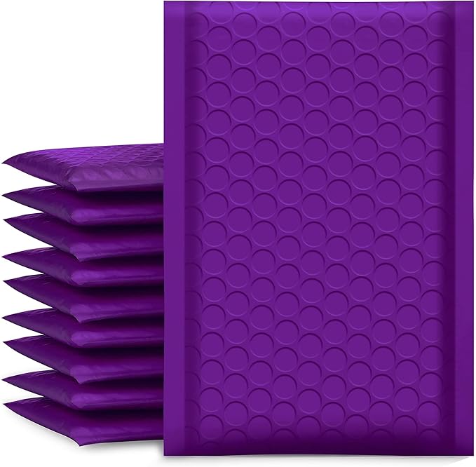 UCGOU Bubble Mailers 4x8 Inch Purple 50 Pack Usable Size 4x7 Padded Envelope Small Business Mailing Packages Opaque Self Seal Adhesive Waterproof Boutique Shipping Bag for Jewelry Makeup Supplies #000