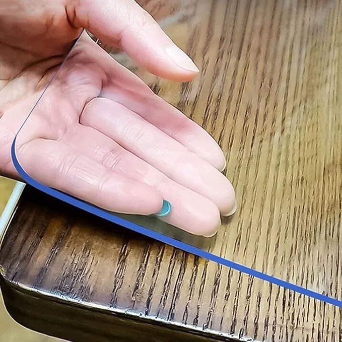 LovePads Clear Table Cover Protector 19 x 39 Inch, 1.5mm Thick Plastic Mat | Non-slip Waterproof PVC Table Protector, Cut to Size, Spill-Stain-Scratch Proof, Fits Kitchen, Dining Table, Dresser, Desk