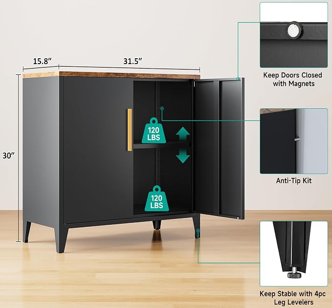Black Storage Cabinet with Doors and Shelves,30 inch Pantry Cabinet Sideboard with Leg,Small Accent Cabinets with Storage,Side Floor Cabinets for Home,Kitchen,Coffee Bar,Dining/Living Room