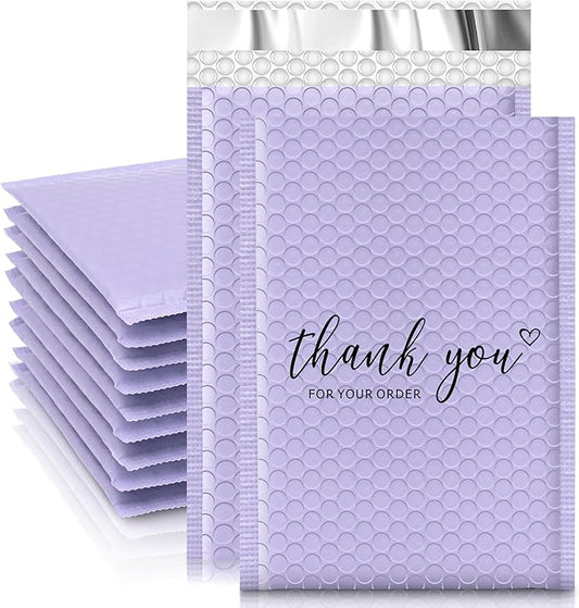 JinRuiKJ Bubble Mailers 4x8" 50 Pack, Padded Envelopes, Strong Adhesion Padded Mailers, Cushioning Padded Shipping Envelopes for Jewelry, Makeup - Purple
