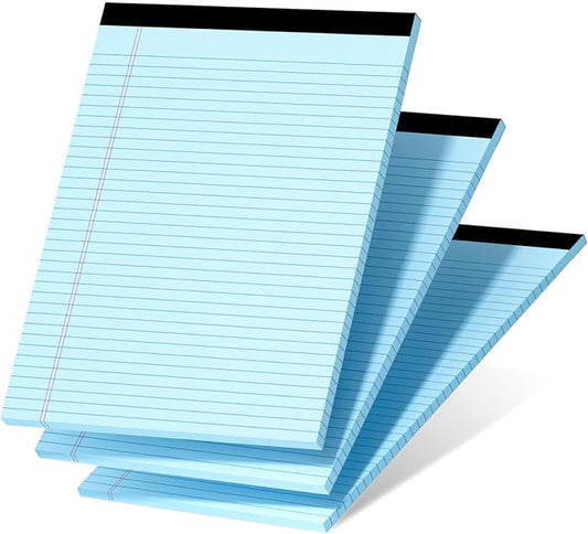 3 Pcs Legal Pads 8.5 x 11 Blue Note Pads 8.5 x 11 Notepad Total 75 Sheets, Micro Perforated Writing Pads Color Lined Paper College Ruled Pad of Paper Notebook To-Do List for School & Office Supplies