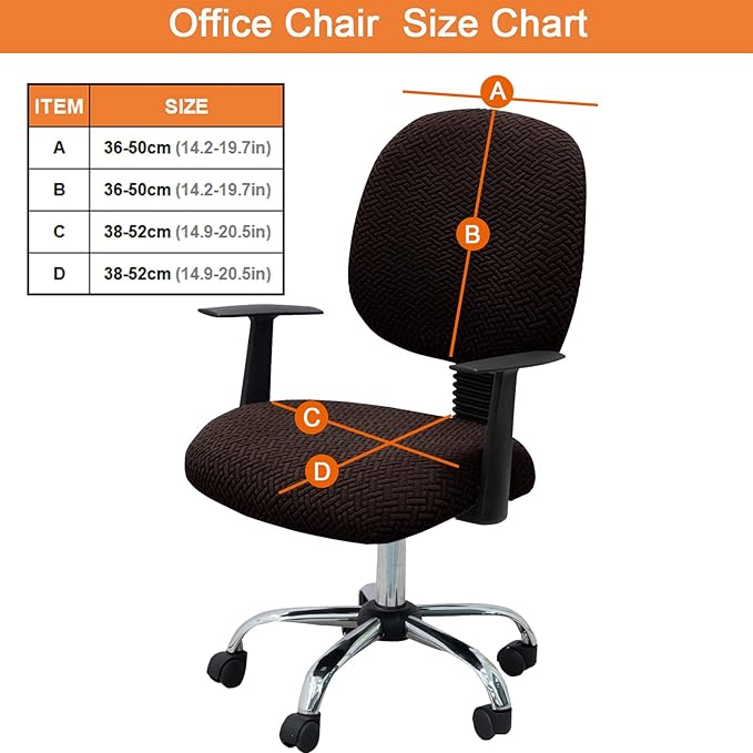 MIFXIN Computer Office Chair Cover Stretch Elastic Slipcover 2 Piece Stretchy Jacquard Washable Computer Chair Covers Furniture Protector for Office Home, NO Chair, Only Covers (Coffee)
