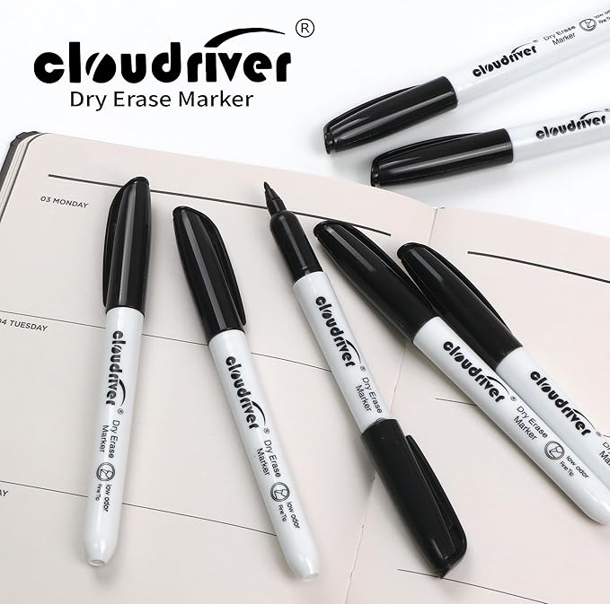 cloudriver Dry Erase Markers Ulta Fine Tip, 72 Pack Black Whiteboard Marker, 0.7mm, Low Odor, For Office And Home