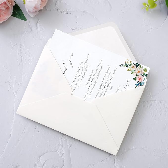 PONATIA 50 Pack A4 Envelopes for 4x6 Cards, 4.33 x 6.3'' Ivory Envelopes Perfect for Gift Cards, Wedding Details Cards, Thank You Cards