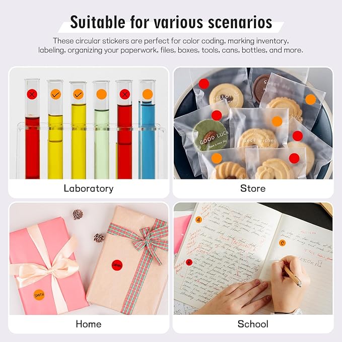 PARLAIM 1/2" Circle Dot Stickers 2 Rolls Pack 2000 Color Coded Labels for Home Commerce Business, Orange + Red