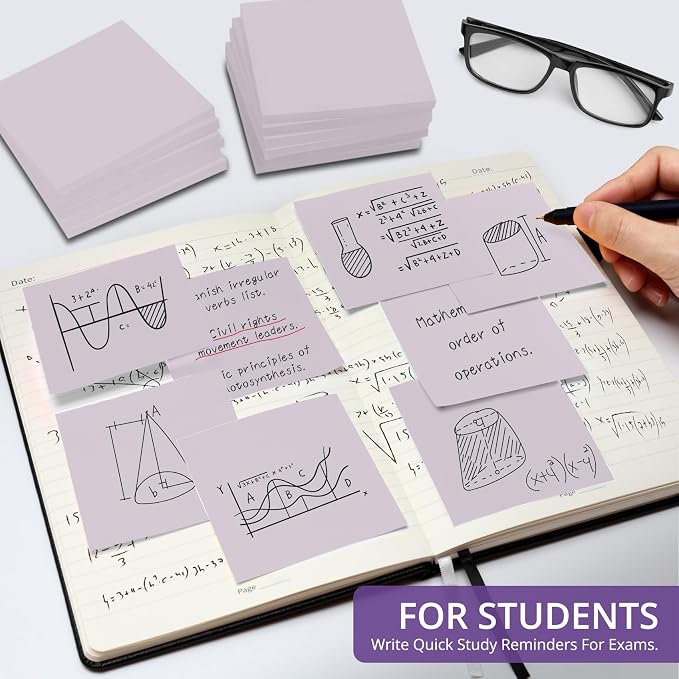 Taja 36 Pads Sticky Notes, 3 x 3 Inches, Purple Colors, 50 Sheets/Pad | Bulk Self-Stick Note Pads for Office, Study, and Daily Organization, Sticky Notes for Reminders, Lists
