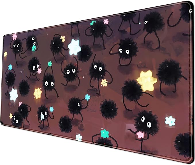 YKJWW Desk Pad Anime Black Pom Gaming Large Mouse Pad for Women Dask Mat | Desk Pad Office Decor Exclusive Beautiful Girls Mouse Pad Desktop with Stitched Edges Non-Slip Computer Mat 31.5x11.8In