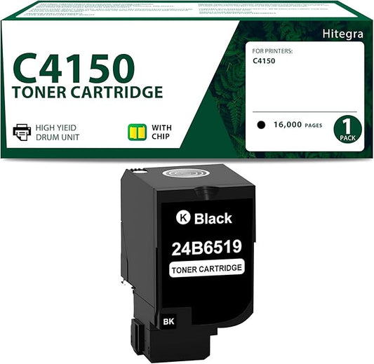 High Capacity C4150 Toner Cartridge Black 1-Pack Replacement for Lexmark C4150 Toner 24B6519 Compatible with C4150 Printer Black Toner