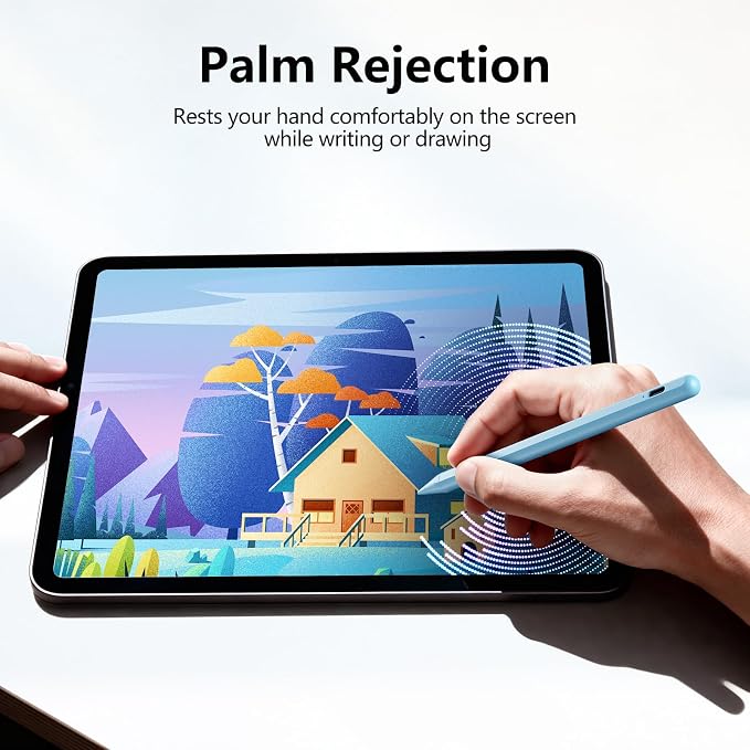 Stylus Pen for iPad 6-11th Gen 2X Fast Charge, Palm Rejection-Blue | Tilt Sensitivity, USB-C Charge, Compatible with 2018-2026 Apple Pencil iPad Pro 11/12.9/13, Air 3/4/5/M2/M3/M4, mini 5/6/7