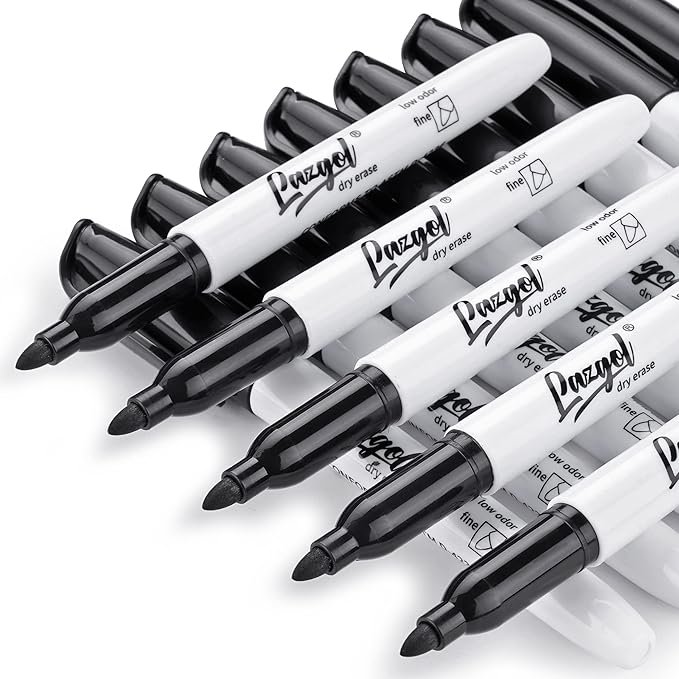 Dry Erase Markers Bulk, 96 Pack Fine Point Tip Black Dry Erase Markers, Low Odor Whiteboard Markers for Back to School, Office, Home, Work On White board & Calendar, Refrigerator.