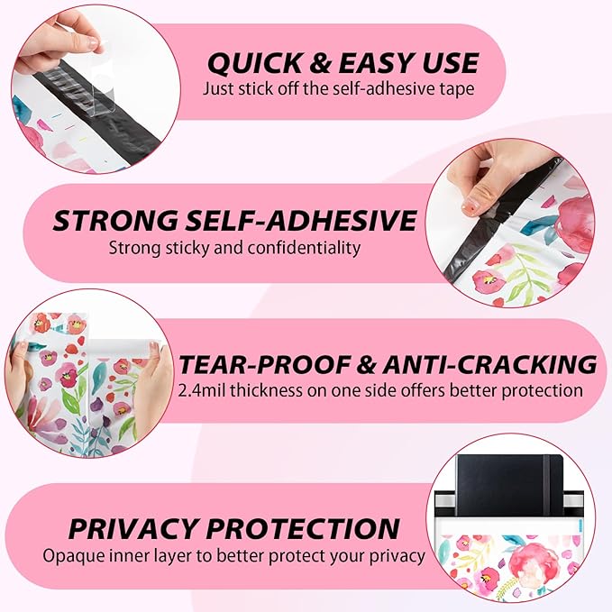 Oududianzi Poly Mailers 6x9, 100PCS Shipping Bags, Mailing bags, Mailers Poly Bags for Shipping, Shipping Envelopes, Packaging Bags for Small Business - Floral
