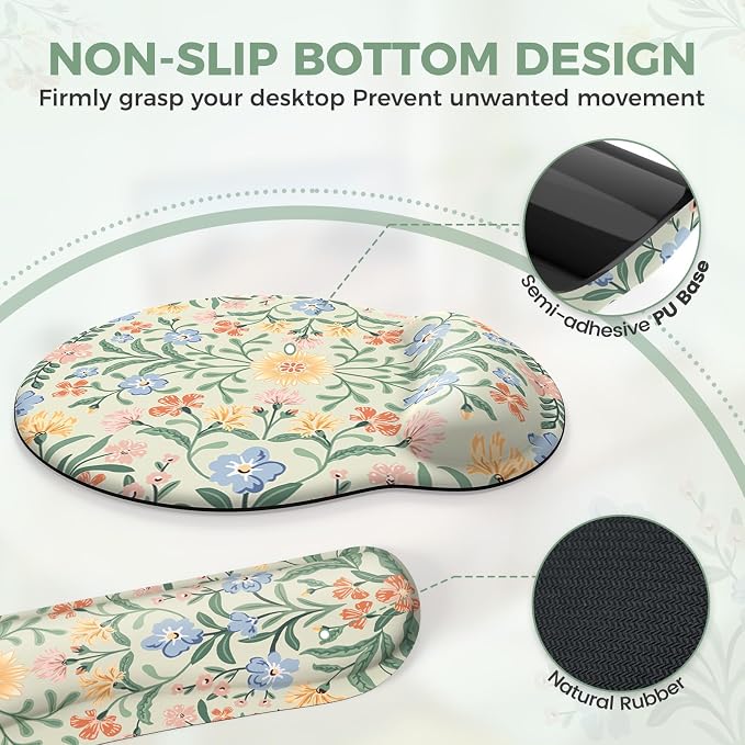 iCasso Green Desk Pad Mat, Large Mouse Pad and Keyboard Wrist Rest Set, Desk Protector Mat,4in1 Ergonomic Carpal Tunnel Keyboard Pad with Wrist Support for Desktop Cover Home Office Computer