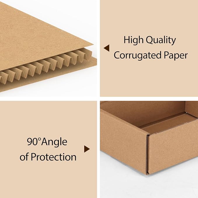 RLAVBL 6x4x2 Inches Shipping Boxes Set of 25, Brown Small Corrugated Cardboard Box, Mailer Boxes for Packing Small Business