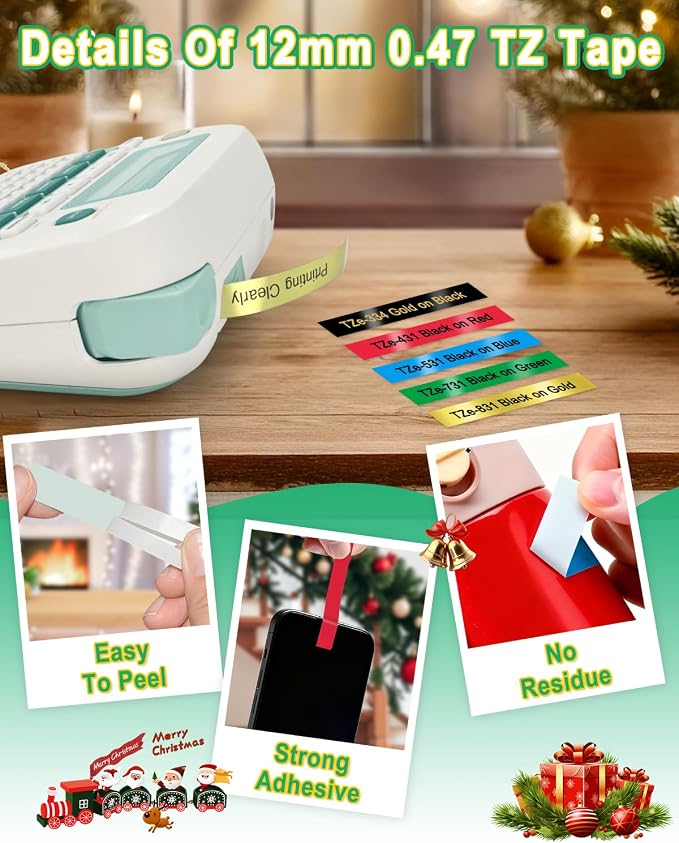 5PK 12mm 0.47 TZ Tape Gold/Black/Red/Blue/Green Laminated Colored | Replacement for Brother P Touch Label Maker Refill TZe for Ptouch PT-D210 PT-H110 PT-P300BT PT-D400