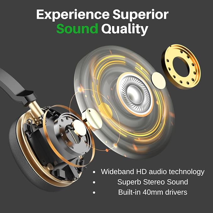 Bluetooth Headset, Wireless Headset with Mic for Work, Bluetooth 5.3, Wireless Headphones with AI Noise Cancelling Microphone (Clear Calls & Mic Mute), for Computer/PC/Laptop, USB Dongle.