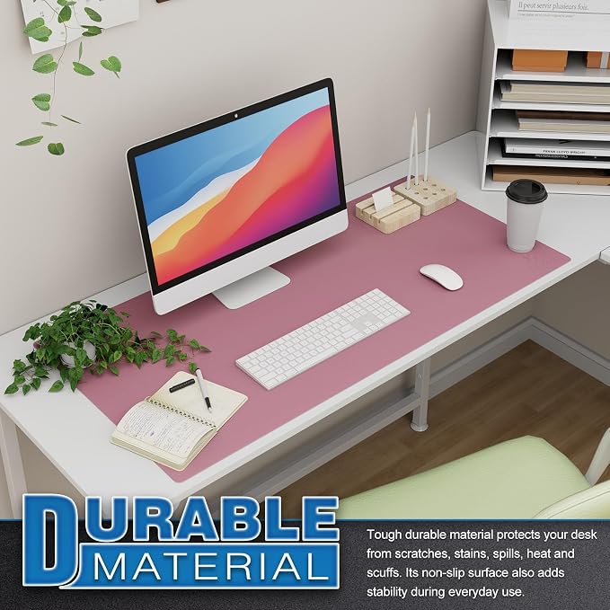 K KNODEL Extra Large Desk Mat, Leather Mouse Pad (35.4"x17", Purple) | Desk Pad, Keyboard Pad, Computer and Laptop Mat, Desktop Protector and Cover, Writing Pad and Blotter for Home Office