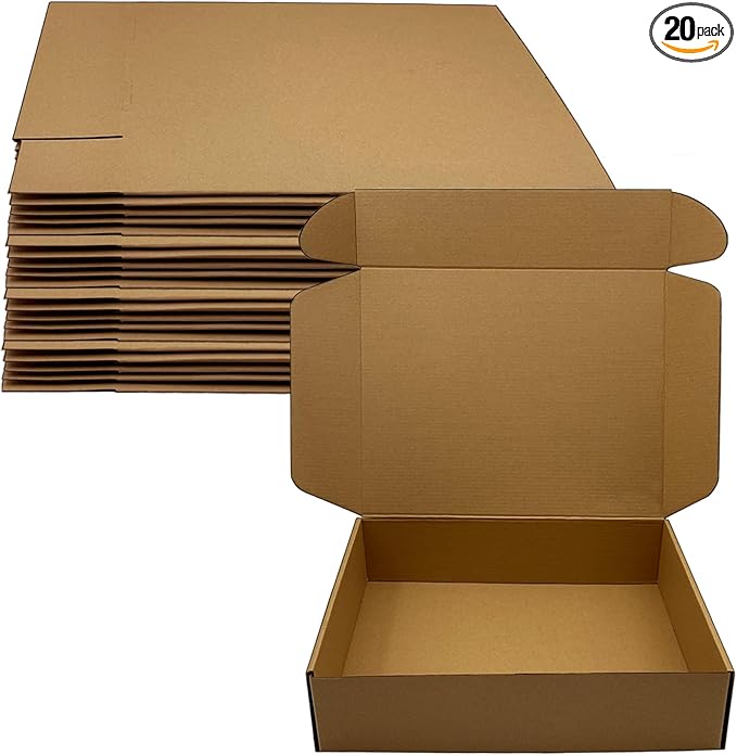 13 x 10 x 3 inch Shipping Boxes Set of 20， Brown Corrugated Cardboard Box Mailer Boxes for Packaging Small Business Shipping，Mailing Boxes Bulk for Birthday Wedding Party Book Literature Gift Giving