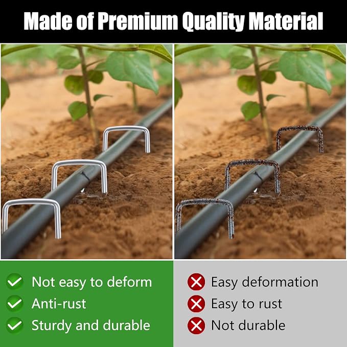 4 Inch 200 Pack Hot-dip Galvanized Landscape Staples 12 Gauge Anti-Rust Garden Stakes Landscaping Fabric SOD Pins Yard Stakes for Weed Barrier Fabric