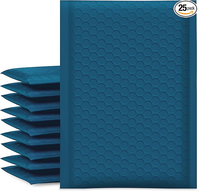 UCGOU Bubble Mailers 6x10 Inch Navy Blue 25 Pack Usable Size 6x9" Padded Envelopes Small Business Mailing Packages Opaque Self Seal Adhesive Waterproof Boutique Shipping Bag for Makeup Supplies #0