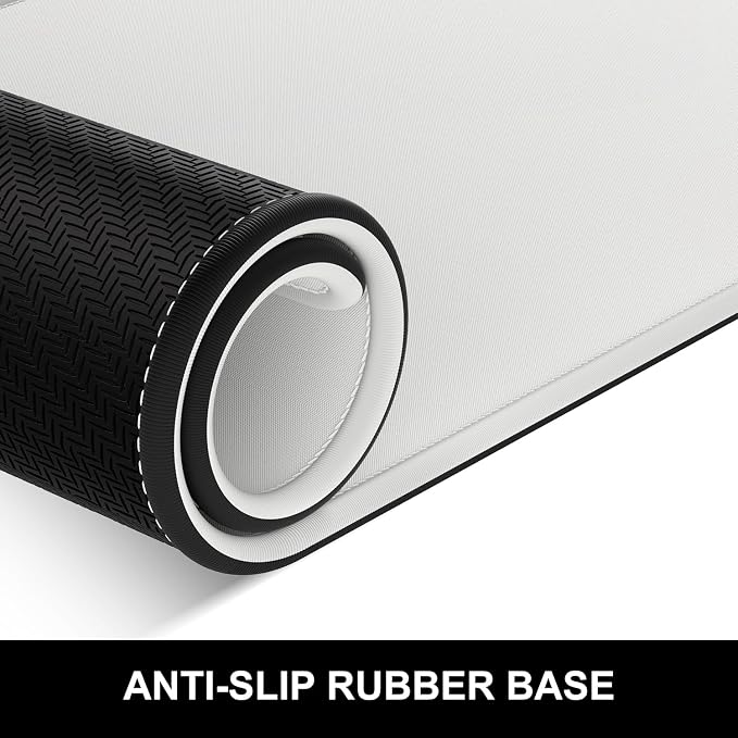 Hsurbtra Desk Pad, 23.6" x 13.8" Premium-Textured Desk Mat, Stitched Edge Anti-Slip Waterproof Rubber Mouse Pad, M Extended Computer Mat for Office Gaming Laptop Keyboard Space Gray