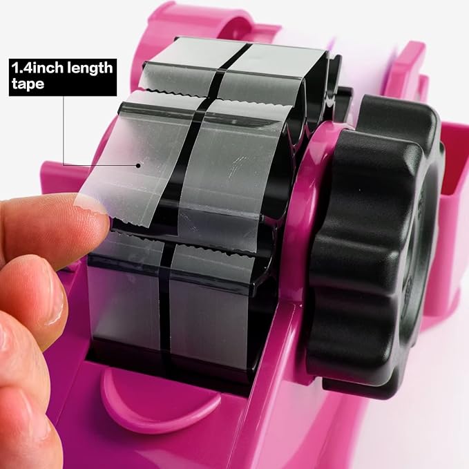 Cute Pink Heat Tape Dispenser with Pen Slot and 1"& 3" Dual-roll cores,semi-Automatic Desk 3/4" Sublimation Tape Dispenser & Cut, Designed for Office,School and Warehouse.