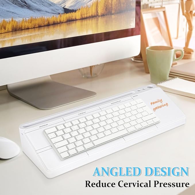 DOLLAR BOSS Glass Desk Whiteboard Calendar Small Dry Erase Board, White | Desktop White Board with Storage Drawer, Weekly Calendar, Computer Keyboard Stand, Desk Organizer, Office Supplies