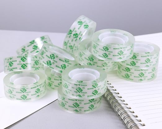 BOMEI PACK 96 Rolls Crystal Clear Transparent Tape, Stationery Tape Refills Rolls for Dispenser, 3/4 in x 900 in,1 inch Core, Gift Wrapping Clear Tape Bulk for Office, School and Home