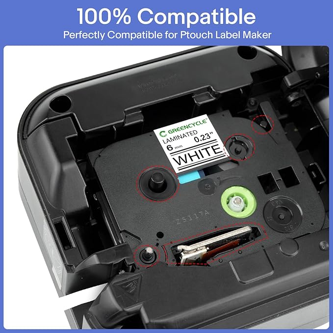 GREENCYCLE Compatible for Brother P-Touch Label Tape TZe-111 TZe-211 TZe-315 6mm 0.23" Laminated TZe TZ 1/4 inch Black on Clear/White and White on Black Label Tape for PT-D210 PT-D400 PT-D200, 3 Pack