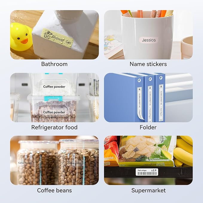 NIIMBOT Label Maker Tape for D110/D11/D101 Label Printer, Multi-Size | 3Rolls Pack | 0.47'' x 2.95''White, 0.55'' x 1.1''Transparent Round, 0.47'' x 0.87''White, for Home Office School Labeling
