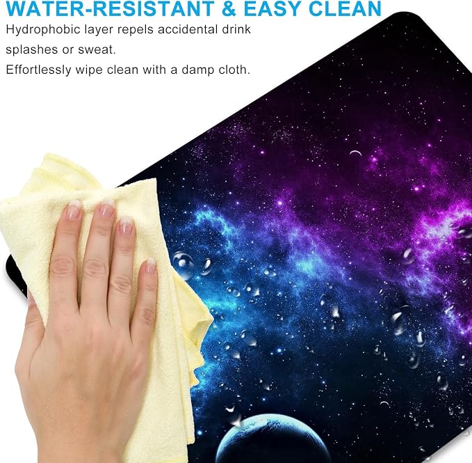 Purple Galaxy Mouse Pad, 9.5"x7.9" Non-Slip Computer Laptop Pad | Personalized mousepad with cosmic moon night print. Premium smooth fabric surface, 3mm cushion & rubber base.