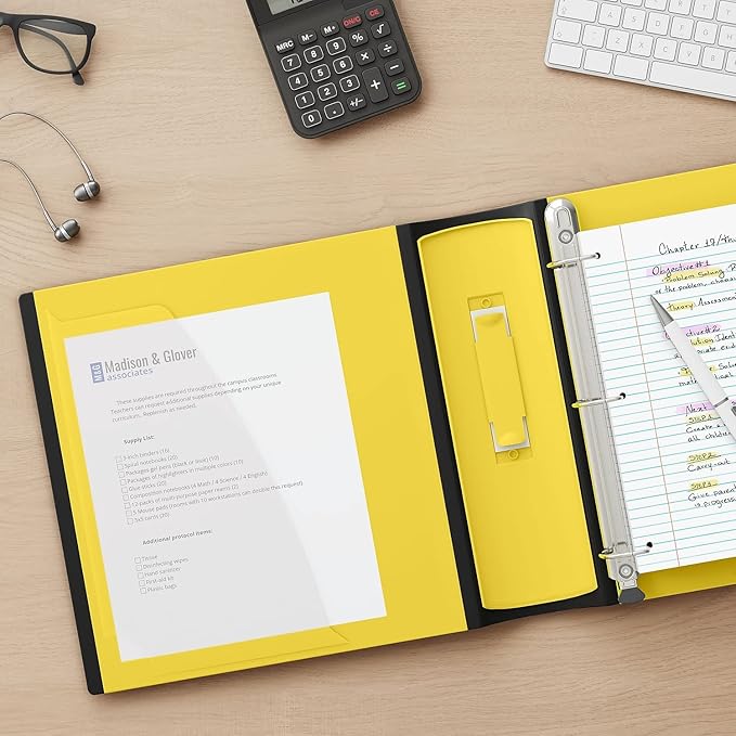 Staples Heavy-Duty 3-Inch D-Ring Binder, Yellow – Large Capacity 3-Ring Binder, Holds Up to 600 Sheets for School & Office