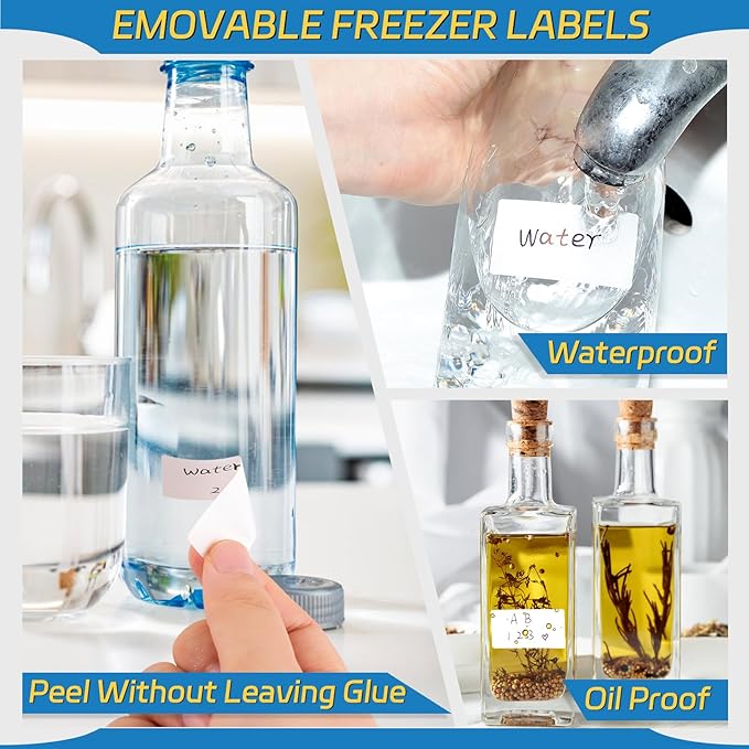 1000 Pcs Removable Freezer Labels, 1" x 2" Blank Label Stickers with Perforation Line Waterproof Oil-Proof Sticker Labels Storage for Food Containers Jars Bottle