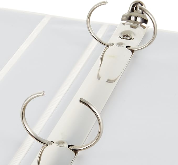 Amazon Basics 3-Ring Binder with Round Rings and Interior Pockets, 1-Inch, White, 8-Pack