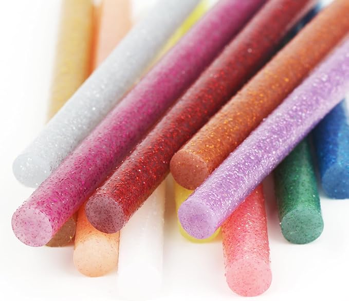 Colored Hot Glue Sticks Mini, 3.93 x 0.27 in Glitter Glue Stick, EVA Adhesive Colorful Hot Melt Glue Sticks for DIY Art Craft, Sealing, General Repairs and Gluing Projects, 72 PCS, 12 Colors