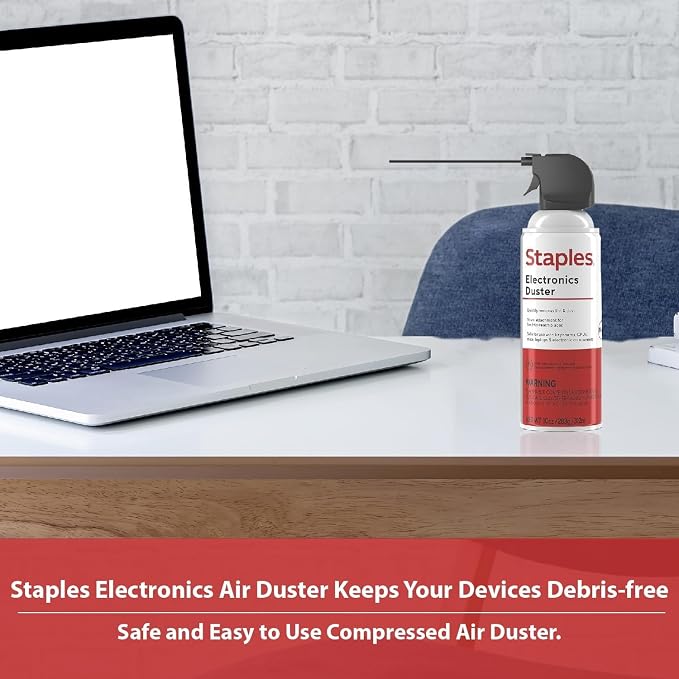 Staples Compressed Air Dusters, Canned Air for Electronics & Office Devices | Blasts dust and debris from keyboards, laptops, vents and hard-to-reach equipment.