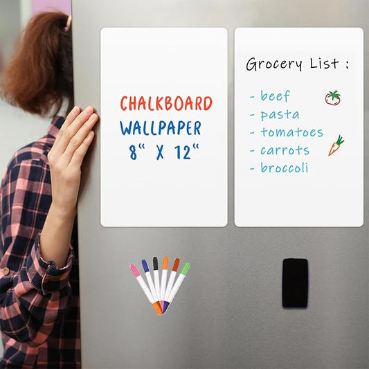 Magnetic Dry Erase Whiteboard for Refrigerators, 8" x 12" White Board on Wall for Organizer and Planner, Kitchen Fridge Shopping List with Marker