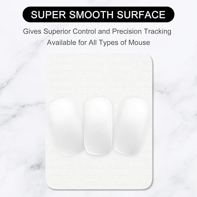 Hsurbtra Mouse Pad, Premium-Textured Square Mousepad 7 x 9 Inch, Thick 3 mm Anti-Slip Waterproof Rubber Pretty Cute Computer Mat for Office Gaming Laptop Women Kids Ivory White