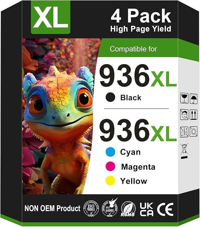 936XL 936 Ink Cartridges Combo Pack Replacement for HP Printer | 936e Black and Color Ink Cartridge for HP OfficeJet Pro 9120e 9125e 9730e 9130 9135e 9122e 9128e 9110b 9120b Printer 4 Pack