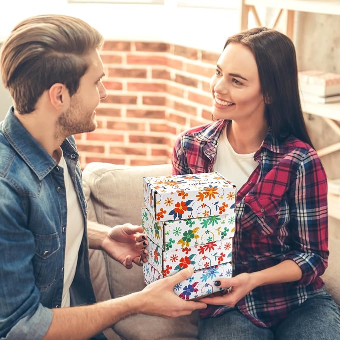 Cedilis 40 Pack Small Shipping Boxes, 6x4x2 Inches Colored Corrugated Mailer, Small Cardboard Box for Gift, Shipping Mailing, Floral Pattern
