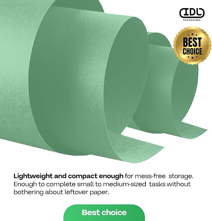 Green Kraft Paper Roll 18" x 1200" (100 feet) with Cutter - USA-Made Gift Wrapping Paper for Packing, Moving, Shipping & Crafts/Arts - 100% Recyclable Natural Craft Material by IDL Packaging | Gift Wrapping Paper for Packing, Moving, Shipping & Crafts/...