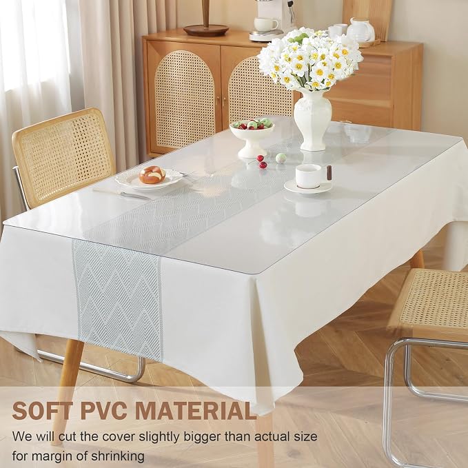 LovePads Clear Desk Mat 16 x 72 in, 2mm Thick Plastic Table Cover Protector | Non-slip Waterproof PVC Table Protector, Cut to Size, Spill-Stain-Scratch Proof, Fits Kitchen, Dining Table, Dresser, Desk