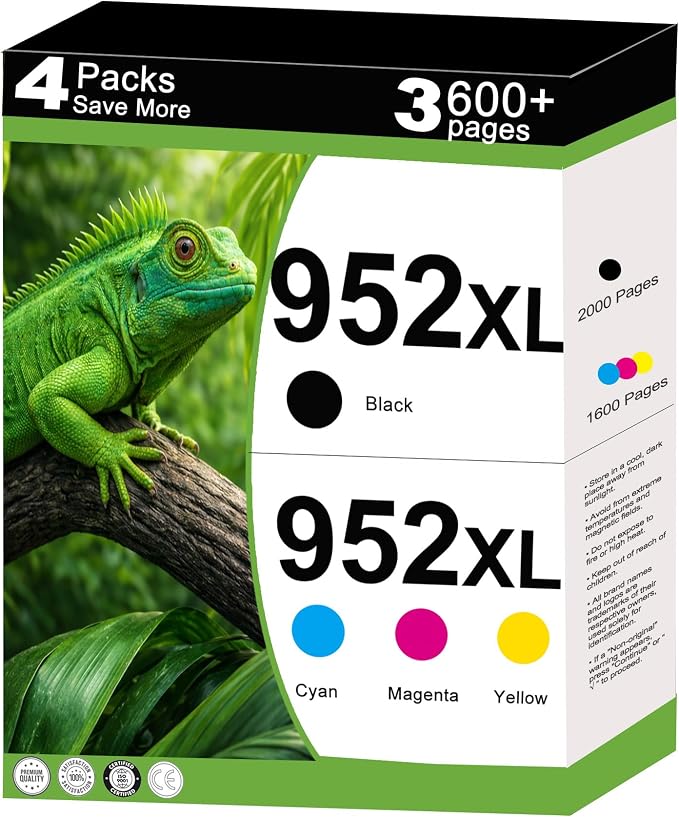 952XL Ink Cartridges Combo Pack Replacement for HP 952 XL Fit for OfficeJet Pro 8702 8740 7720 8730 8710 7740 8720 8725 8210 8715 8216 Printer with V23.6.1 Chips (Black, Cyan, Magenta, Yellow, 4-Pack)