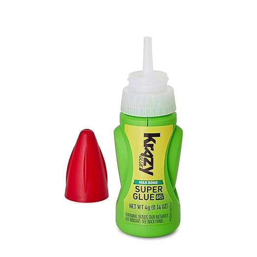 Krazy Glue Max Bond Gel EZ Squeeze, 4 g, Extra-Strong Superglue for Plastic, Ceramic, Wood, Rubber, Metal, Leather & More, Impact-Resistant, No-Run, Fast-Setting Adhesive, Holds Over 1000 Lbs*