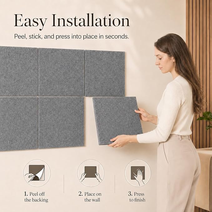Felt Bulletin Board Tiles, Large Cork Board Alternative,24 x 36 in | 0.35 in modular felt wall tiles for notes, photos, schedules, reminders in offices, classrooms, home and office workspaces