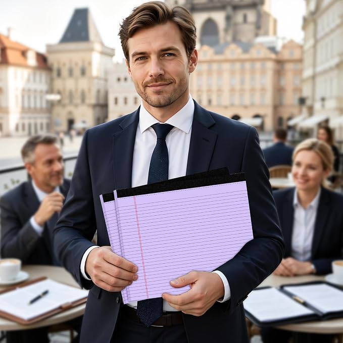 2 Pack Purple 11" x 9.5" Legal Pads College Ruled Notepad Note Pads 30 Sheets Lined Paper Pads 80 GSM Legal Pad Perforated Writing Pads with Sturdy Back for School, Office, Home